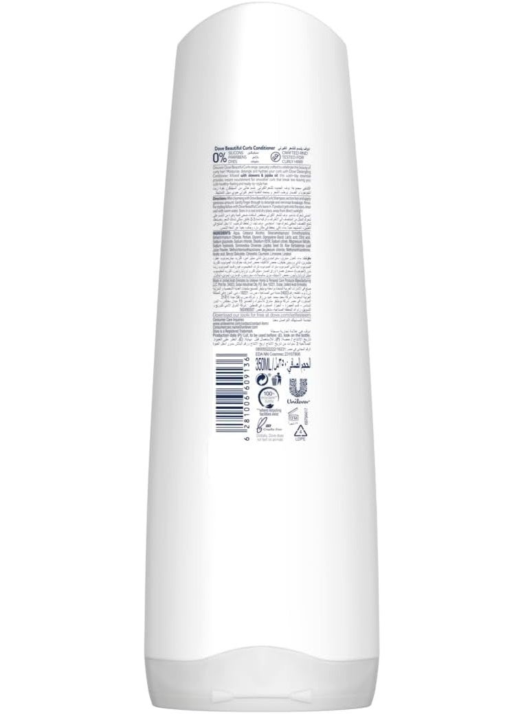 Dove Beautiful Curls Conditioner, Silicon Free, Infused With Aloe Vera & Jojoba Oil, To Moisture, Detangle And Hydrate Your Curls 350Ml - Image 2